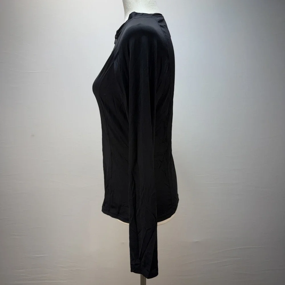 Niptuck Swim Long Sleeve Full‎ Zip Sun Safe Rashgurad Top Black Size 10 Jacket